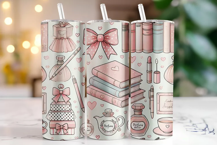 Bow & Books Tumbler Wrap | Sublimation | Tumblers