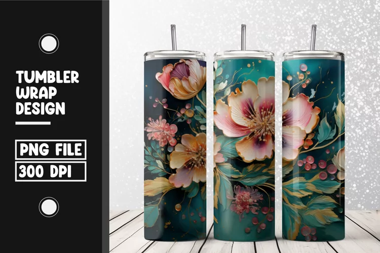 Vintage floral Tumbler Wrap | Sublimation | 20 oz Skinny