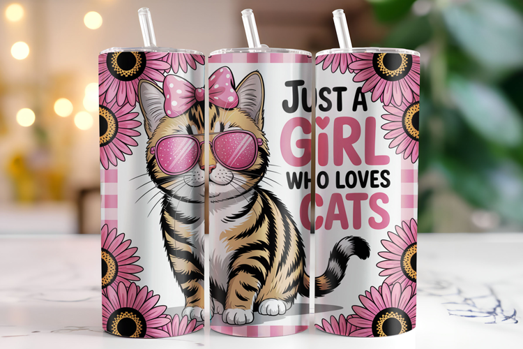 Just a Girl who Loves Cats Tumbler Wrap | Sublimation