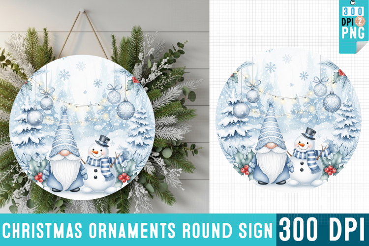 Christmas Ornaments Round Sign PNG, Christmas Round Sign PNG