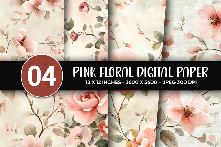 Pink Floral Digital Paper