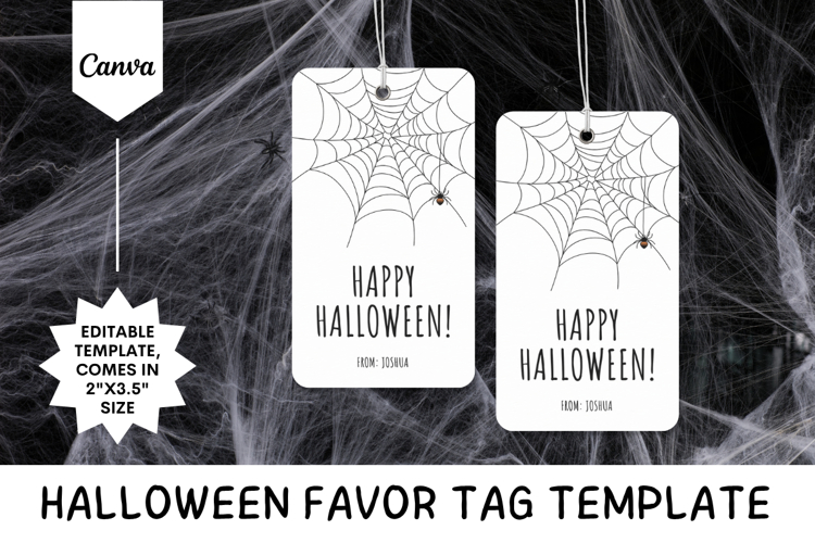 Editable Halloween Favor Hang Tag Canva Template - 2