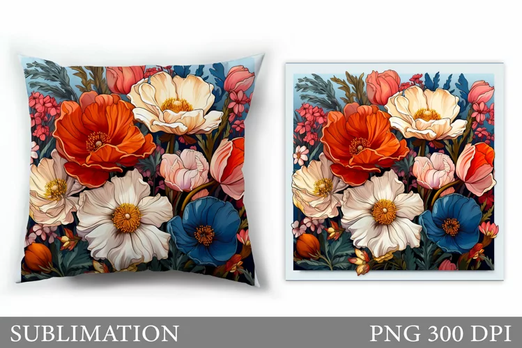 Flowers Sublimation. Flowers Pillow Sublimation