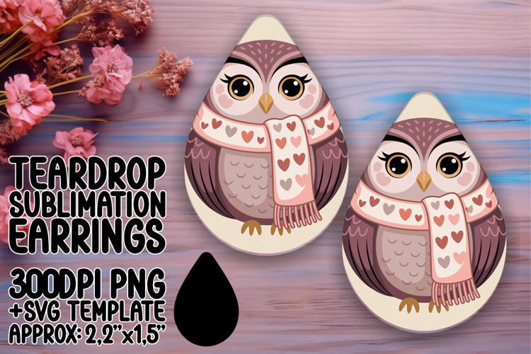 Vibrant Teardrop Earrings Template for DIY , Valenines Anima