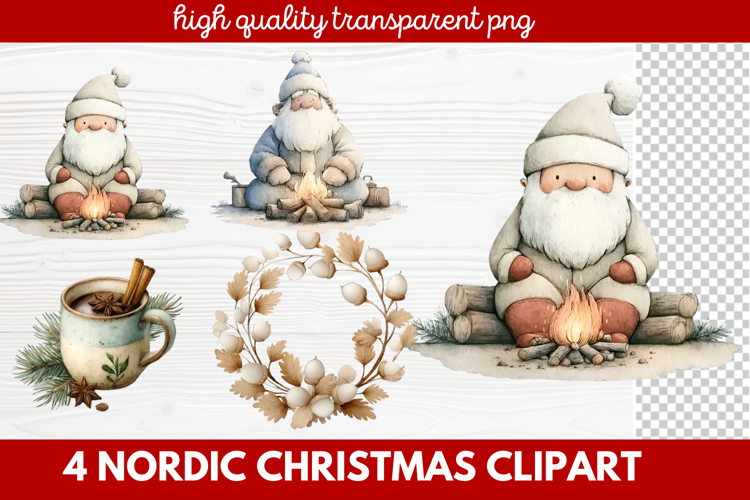 4 Nordic Christmas Clipart | Scandinavian Holiday PNG
