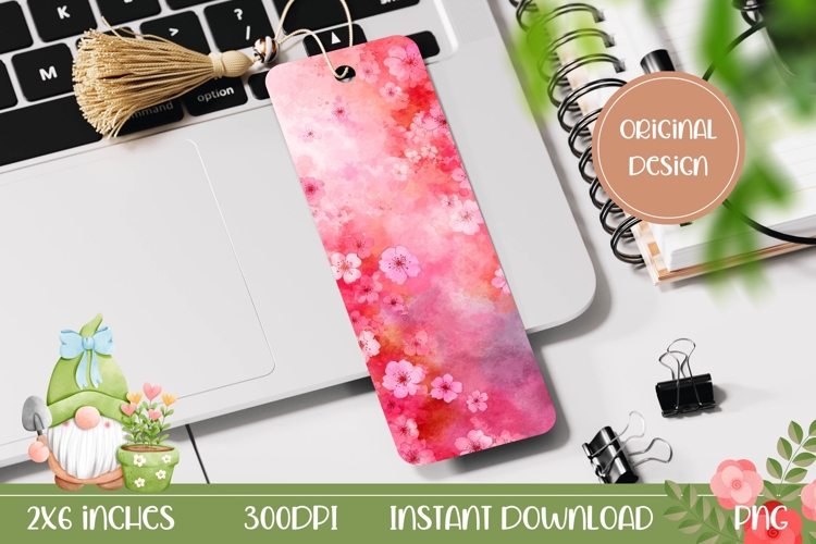 Printable Bookmark Pink, Pink Flowers Bookmark Template
