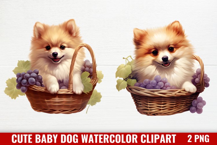 Cute Baby Dog Watercolor Clipart, Cute Baby Dog Clipart