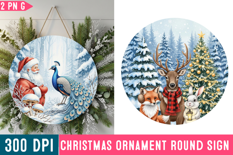 Christmas Ornaments Round Sign PNG, Christmas Round Sign PNG