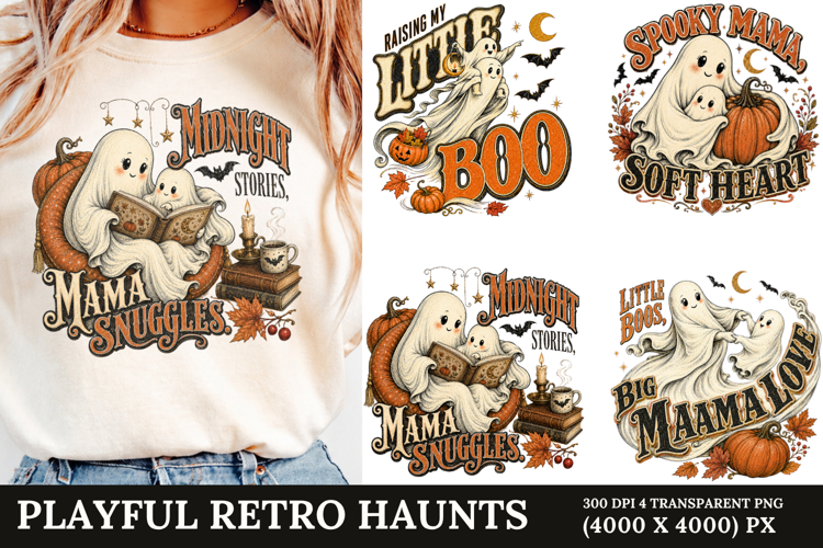 Playful Retro Haunts PNG