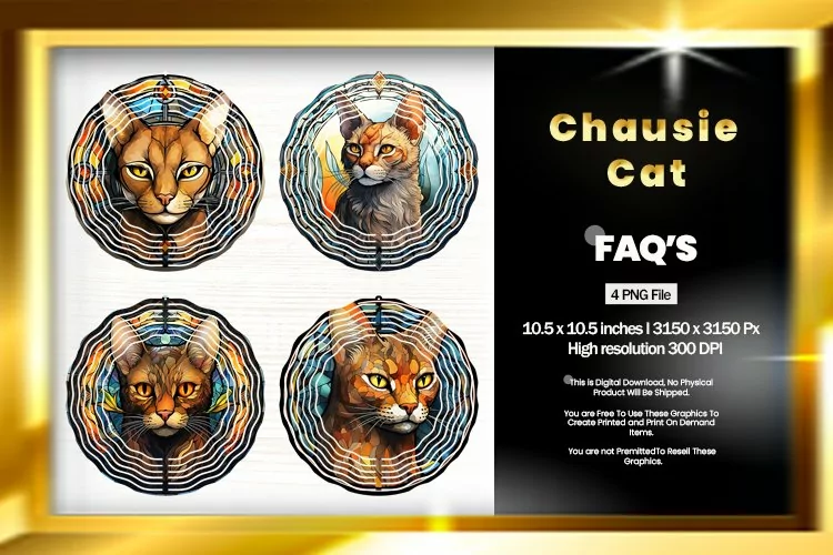 Chausie Cat Wind Spinner Sublimation - 04 Variations