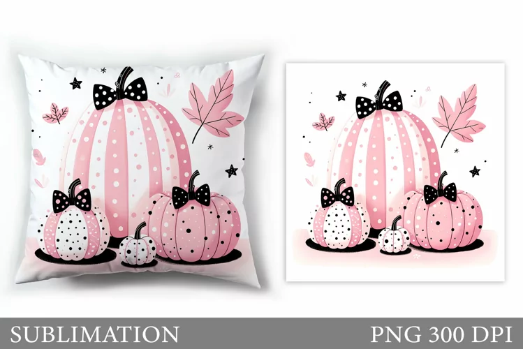 Pink Pumpkin Pillow Design. Pumpkin Sublimation