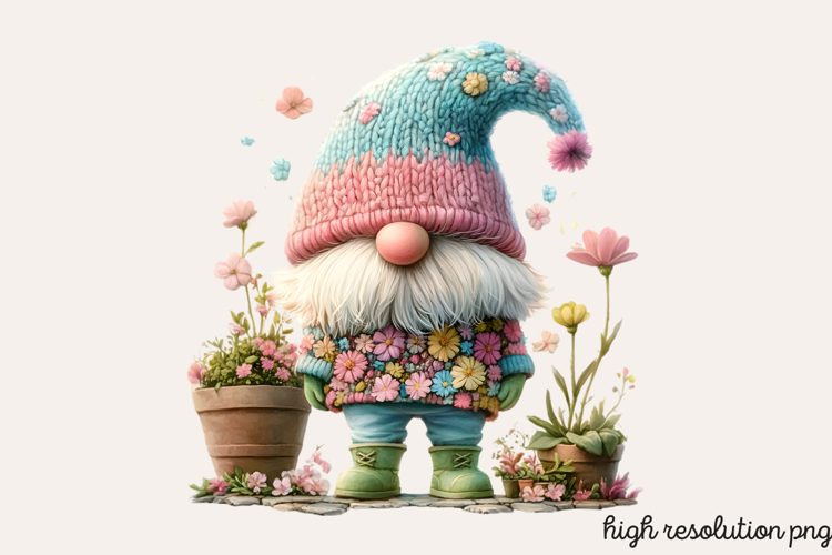 Watercolor Spring Easter Gnomes Clipart PNG