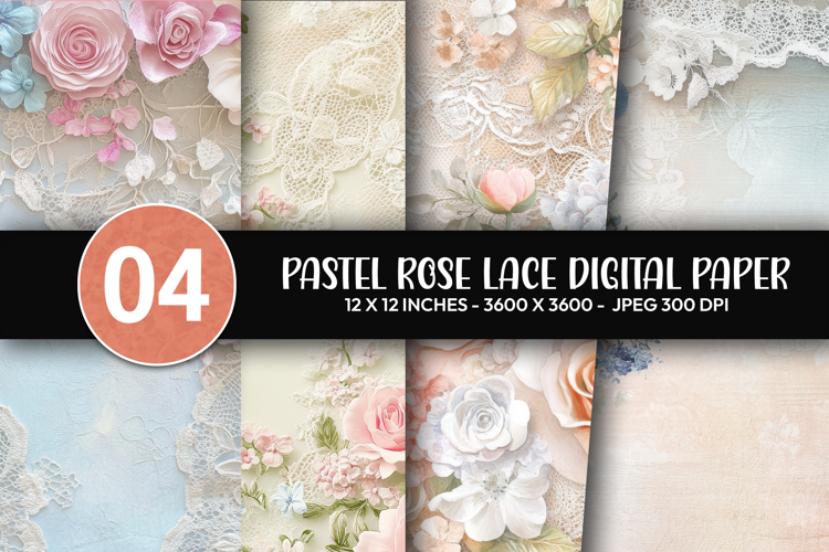 Pastel Rose Lace Digital Paper