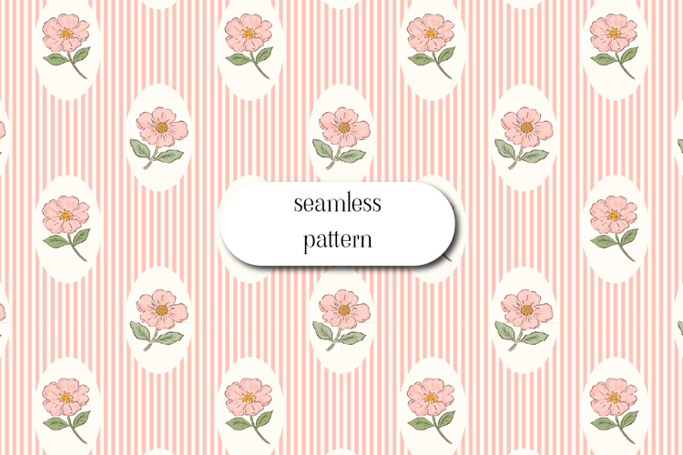 Wildflower Bouquet Seamless Pattern, Vintage Floral