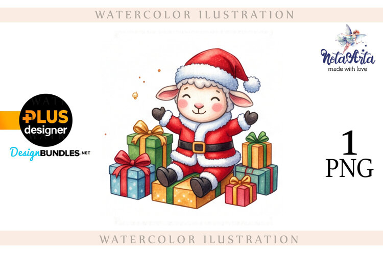 Christmas Sheep in Watercolor Style example image 1