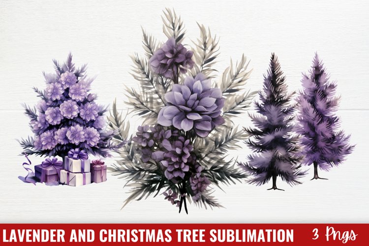 Lavender And Christmas Tree Sublimation Clipart