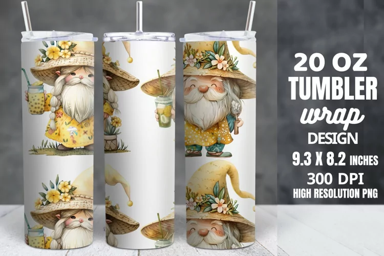 Spring Gnome Skinny Tumbler Sublimation