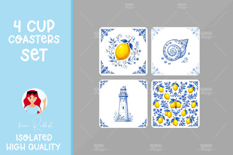 4 Ceramic Tile Style Ornamental Pattern Drink Coasters example image 1
