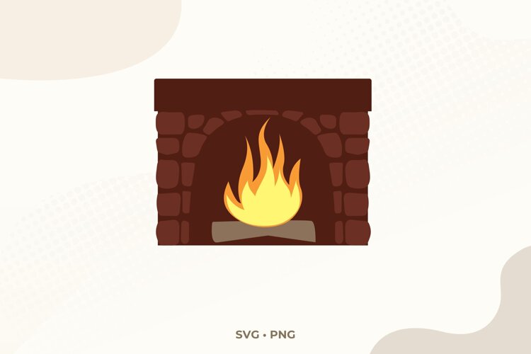 Fireplace SVG & PNG, Brick Hearth Christmas Clipart Cut File example image 1