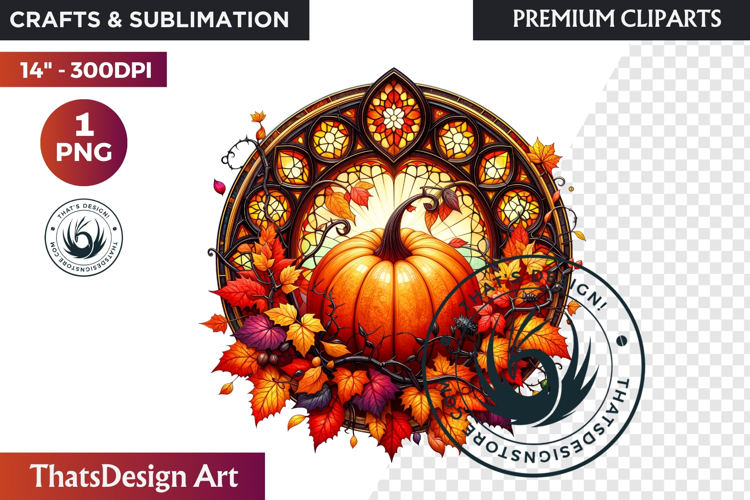 Halloween Gothic stained Glass Pumpkin Clipart