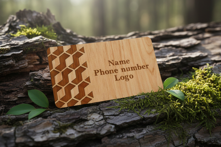 Business card with engraving. Plywood business card.