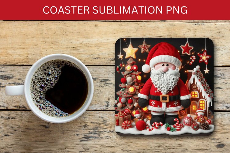 square coaster - knitted santa claus