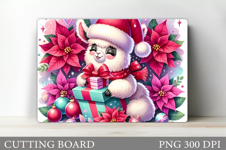 Christmas Lama Cutting Board. Christmas Cutting Board