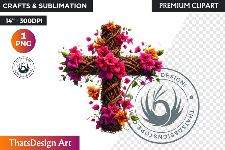 Floral Day of Dead Crosses Clipart Sugar skull PNG catrina