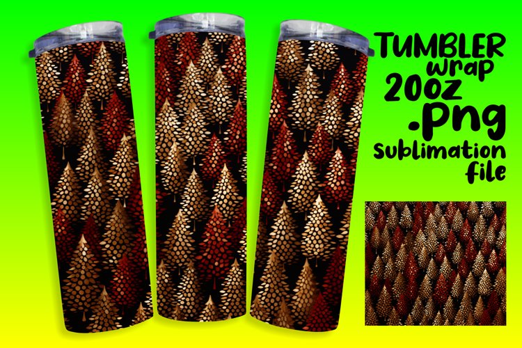 Whimsical Christmas Tumbler Wrap - Tree Design 20oz example image 1