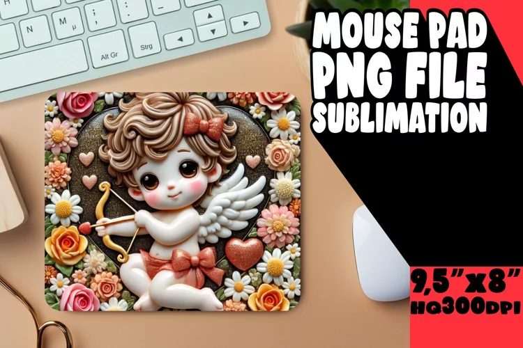CHEERFUL DESK MAT FUN SUBLIMATION, 3D Cupid