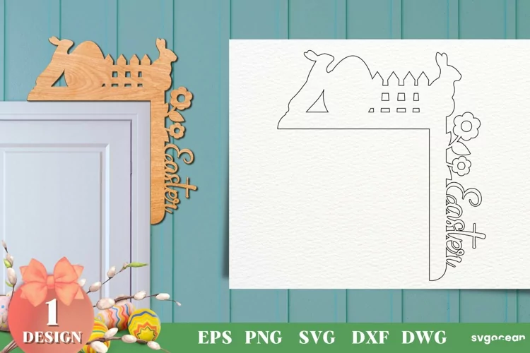 Easter Rabbits Door Corner Laser Cut Files | Glowforge