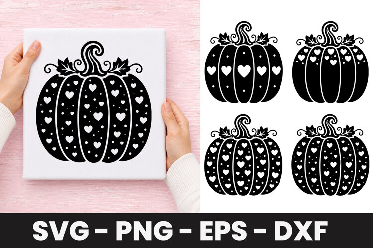 Heart Pattern Pumpkin SVG PNG example image 1