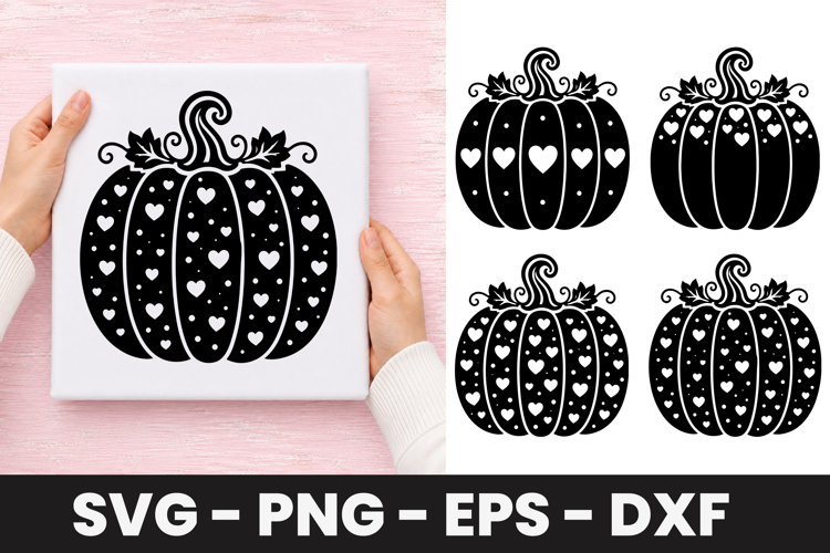 Heart Pattern Pumpkin SVG PNG