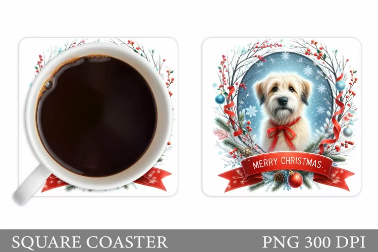 Christmas Dog Coaster Design. Christmas Coaster Sublimation