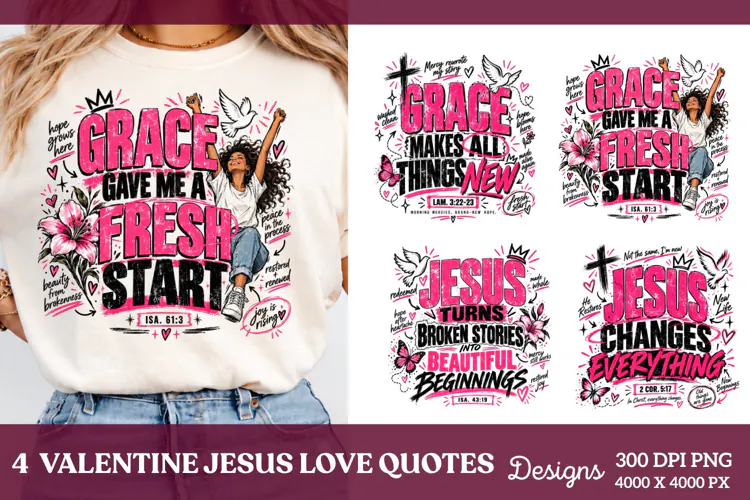 Valentine Jesus 4 Shirt PNG Designs, 4 Christian Valentine S