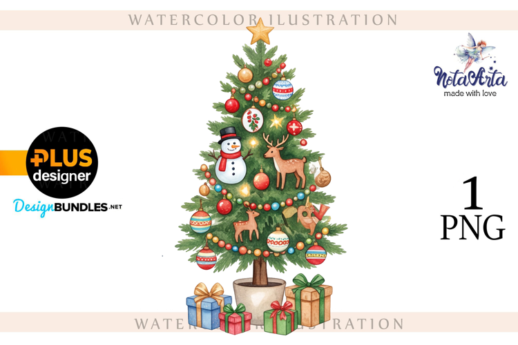 Watercolor Christmas Tree, Christmas tree, Happy Christmas