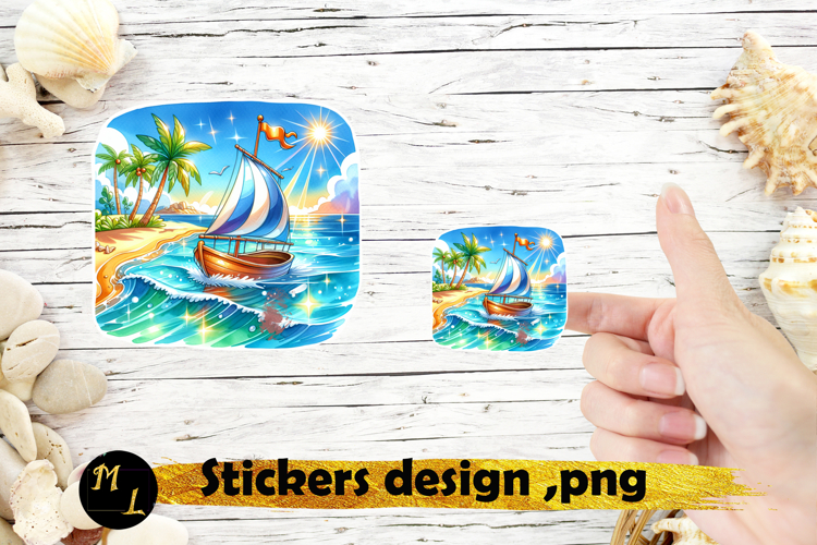 Beach stickers png ,boat stickers,summer stickers png