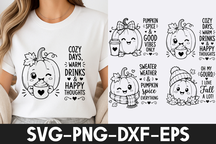 Cozy Pumpkin Mug Fall Vibes Autumn Coffee SVG