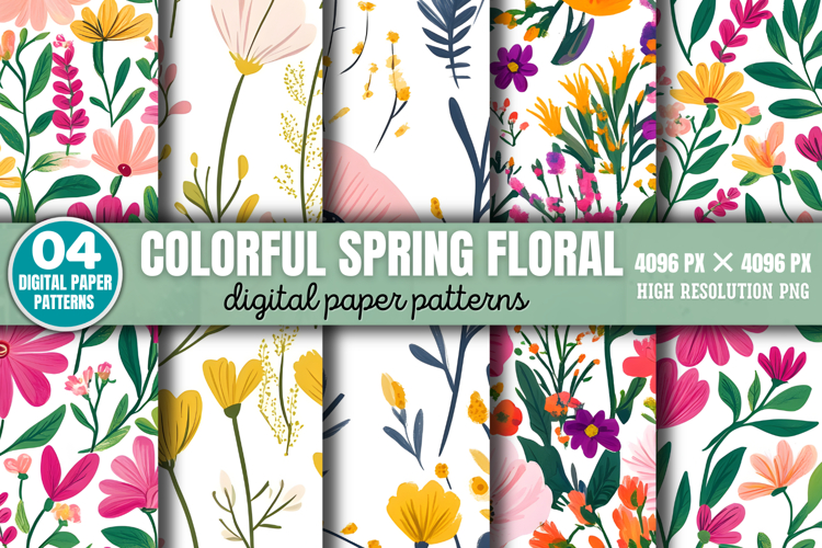Colorful Spring Floral Pattern Backgrounds PNG