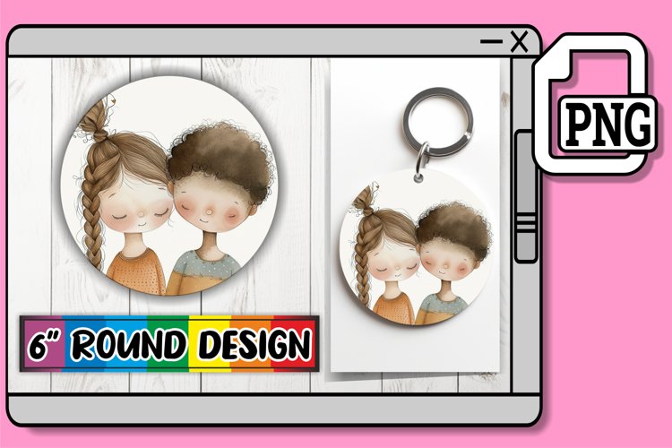 Dreamy Boho Keychain Kids Print Sublimation Round example image 1
