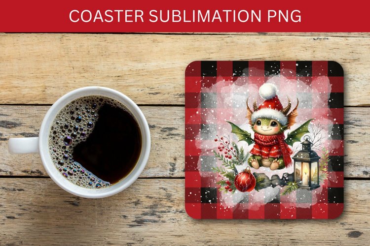 square coaster - dragon christmas example image 1
