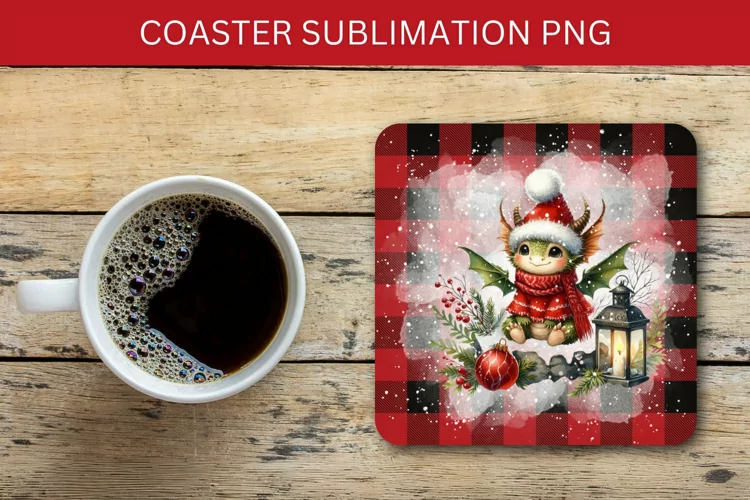 square coaster - dragon christmas
