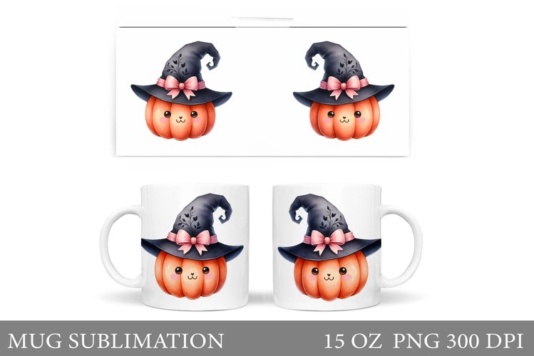 Cute Pumpkin Mug Sublimation. Cute Halloween Mug Wrap Design