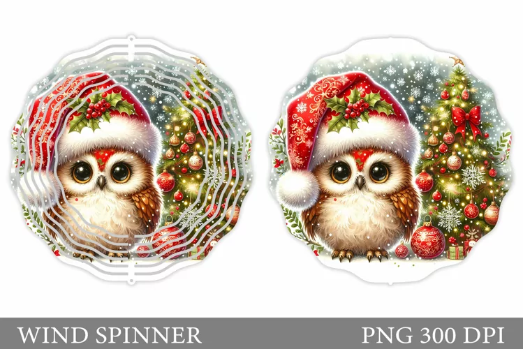 Cute Owl Wind Spinner. Christmas Wind Spinner Sublimation