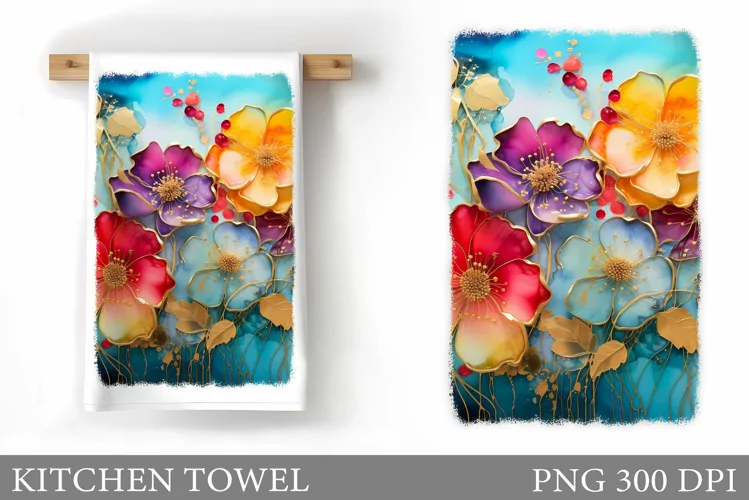 Flowers Kitchen Towel. Wildflowers Kitchen Towel Design