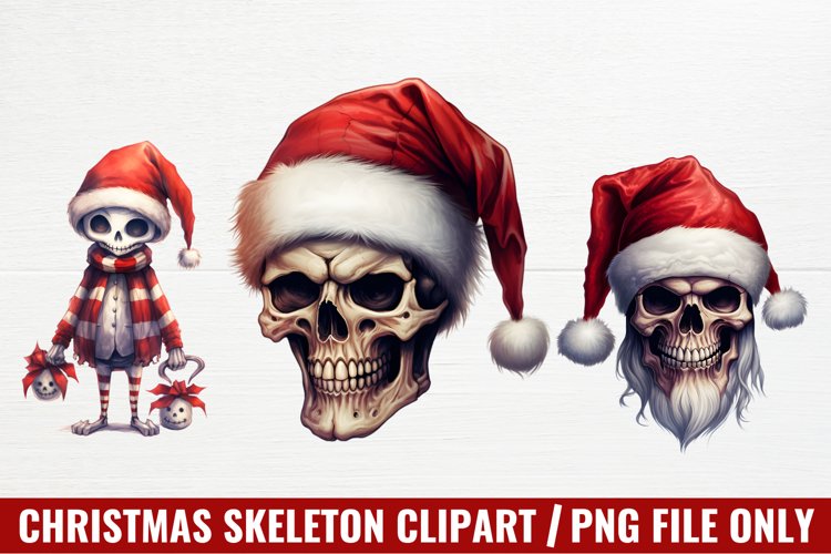 Christmas Skeleton Sublimation Clipart