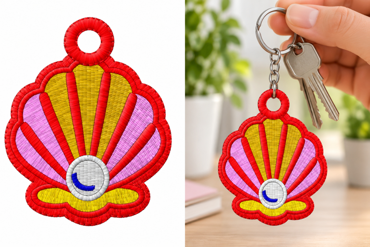 Seashell Keychain Embroidery Design