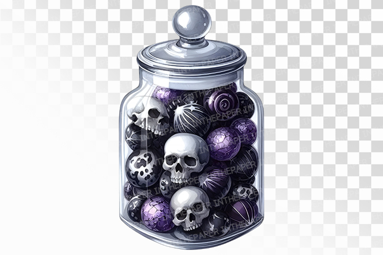 Spooky Skulls Purple Chocolate Balls PNG