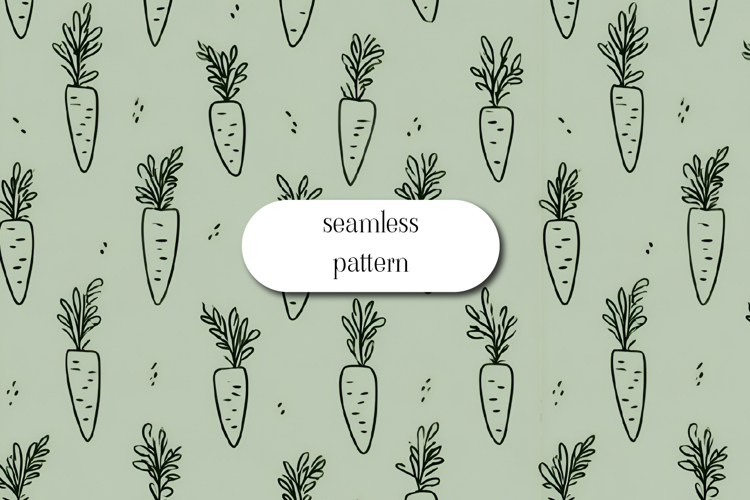 Seamless Minimal Carrot Pattern on Sage Green