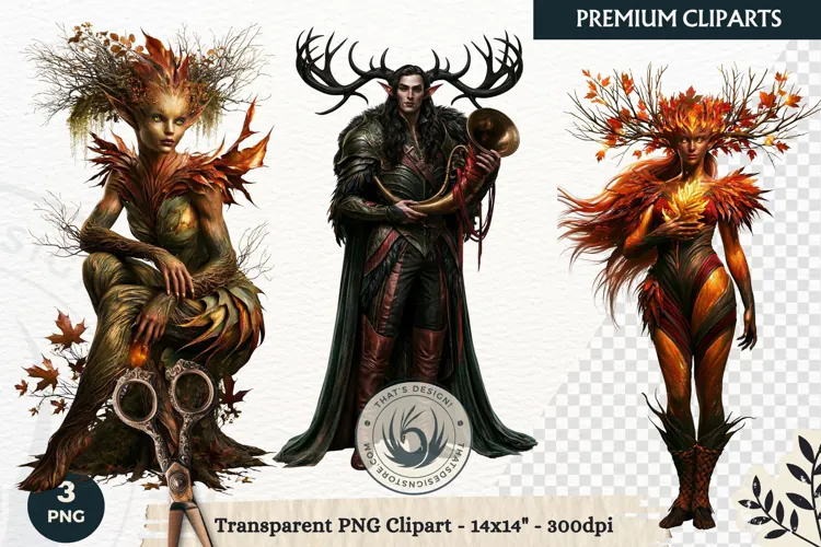 The Court of Emberfall Autumn Fantasy Clipart sublimation